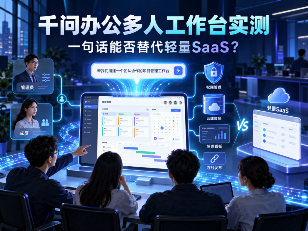 千问办公多人工作台用一句话生成多人协作业务网页并对比轻量SaaS