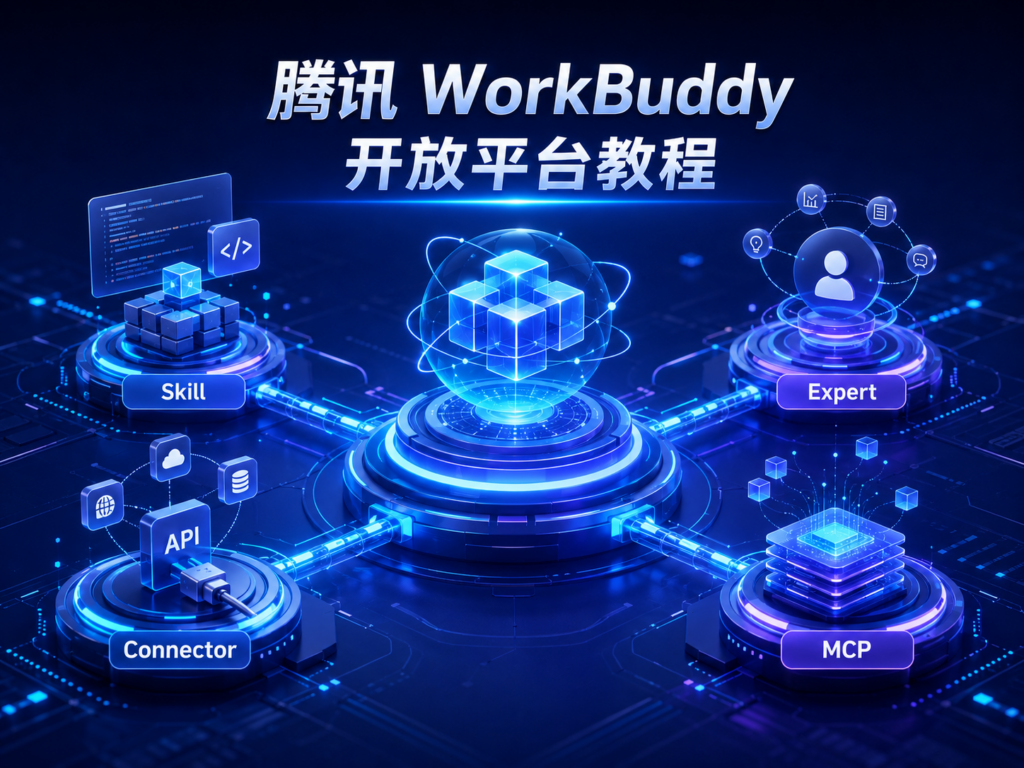 腾讯 WorkBuddy 开放平台 Skill、Expert、Connector 与 MCP 接入教程科技封面