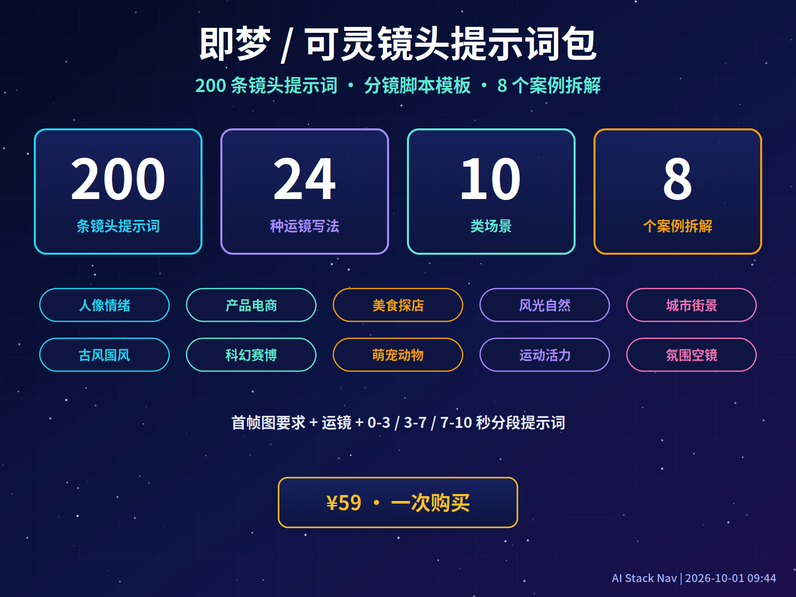 即梦 / 可灵镜头提示词包