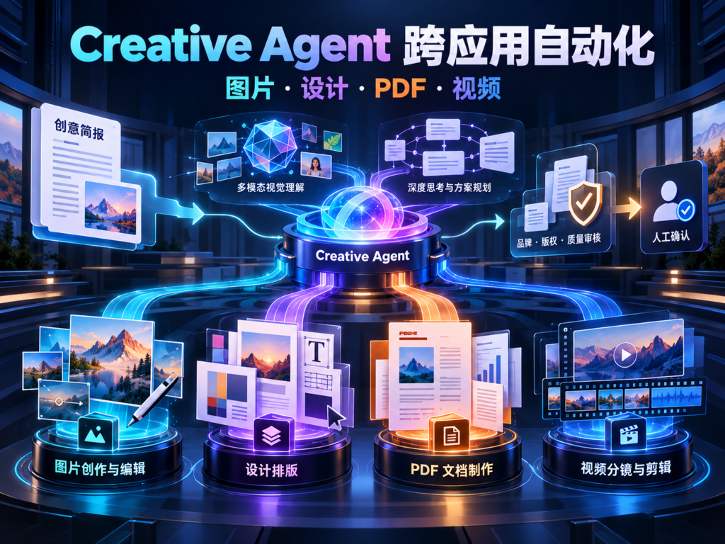 Creative Agent 编排图片设计PDF视频跨应用自动化